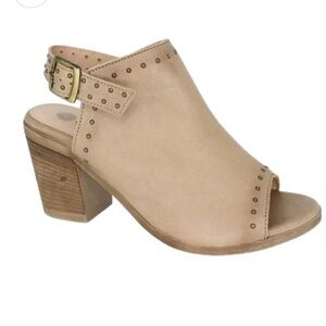 Eric Michael Tabitha Taupe Beige Studded Mules sling back sandals